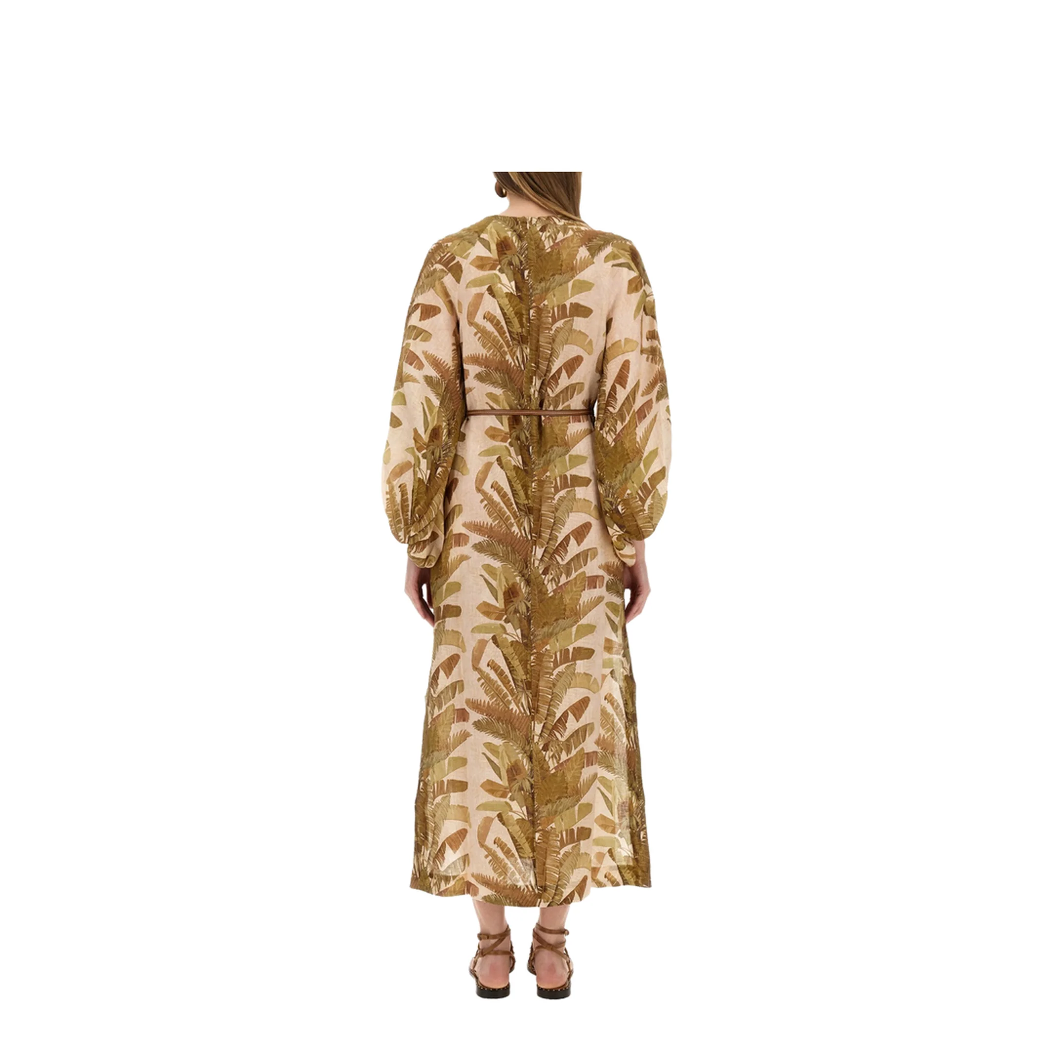Palm Ascension Linen Midi Dress - Image 3