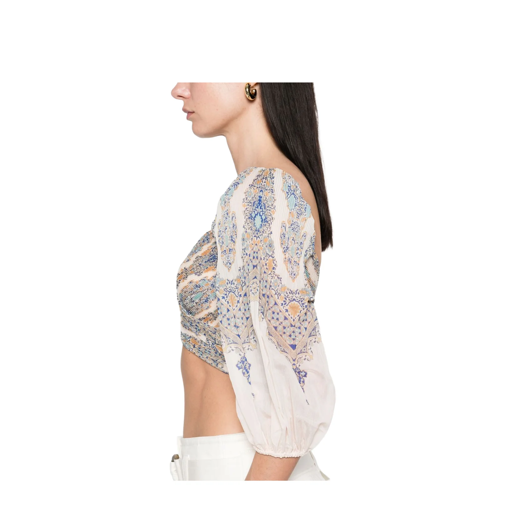 Pleated Bodice Blue Paisley Online - Image 5