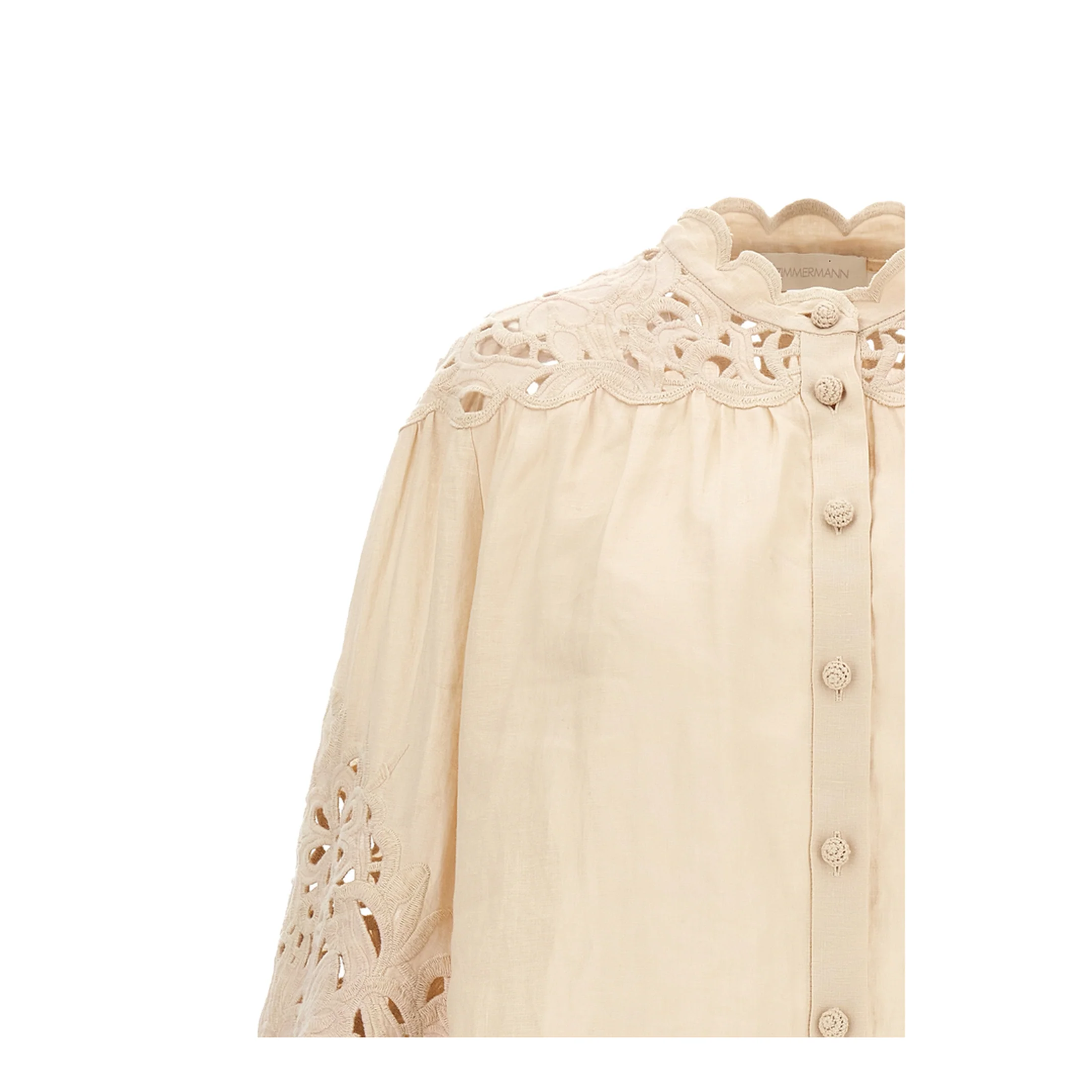 Linen Embroidered Wylie Blouse Cream - Image 3
