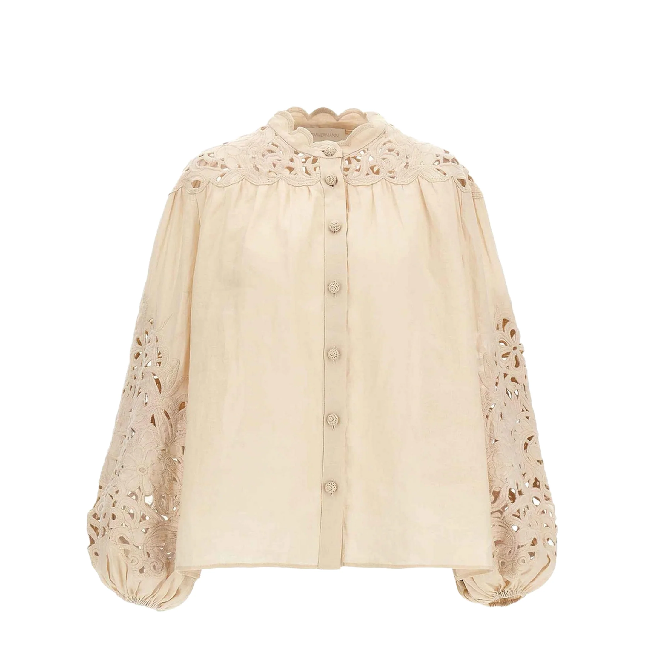 Linen Embroidered Wylie Blouse Cream - Image 5