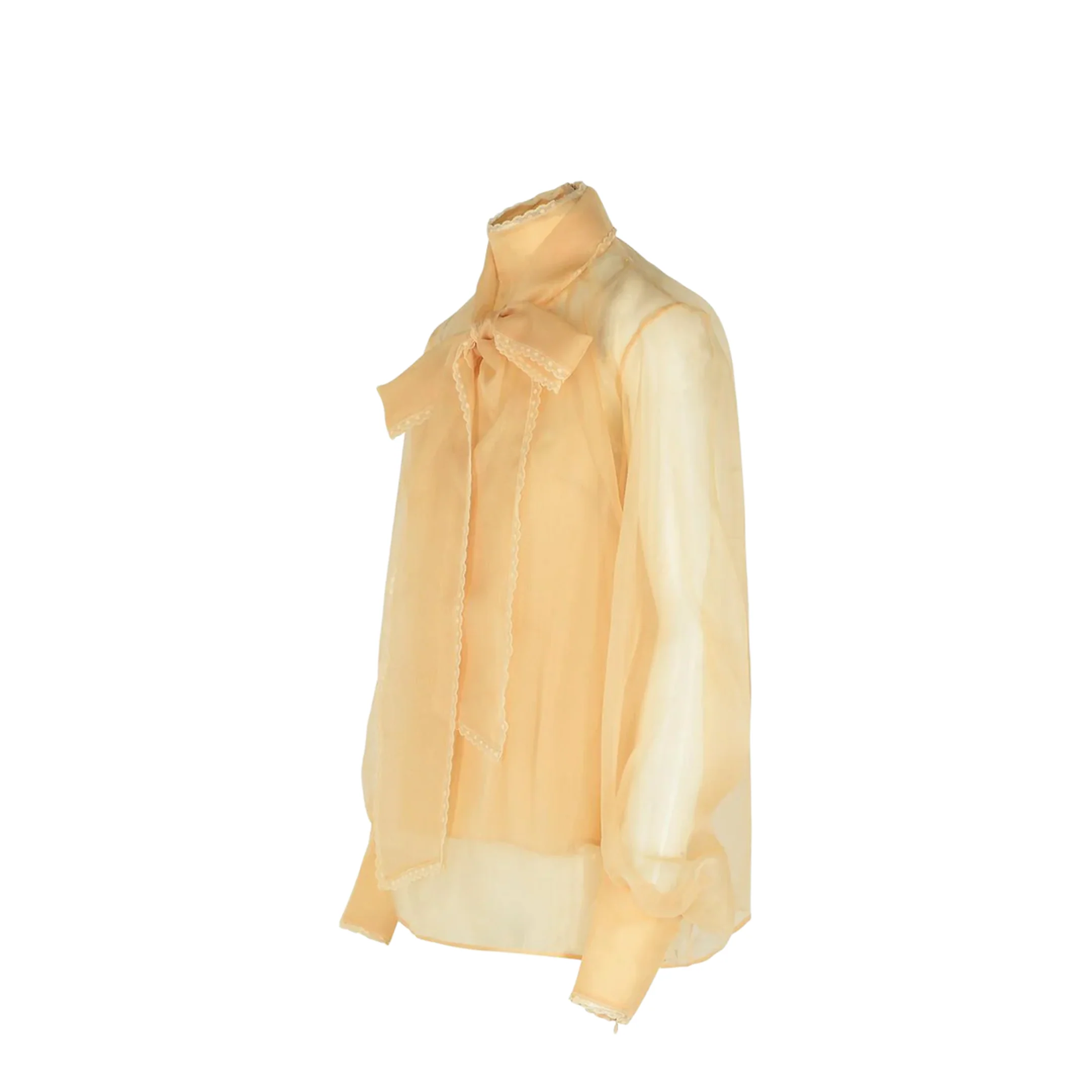 Pussy Bow Shirts Beige - Image 2