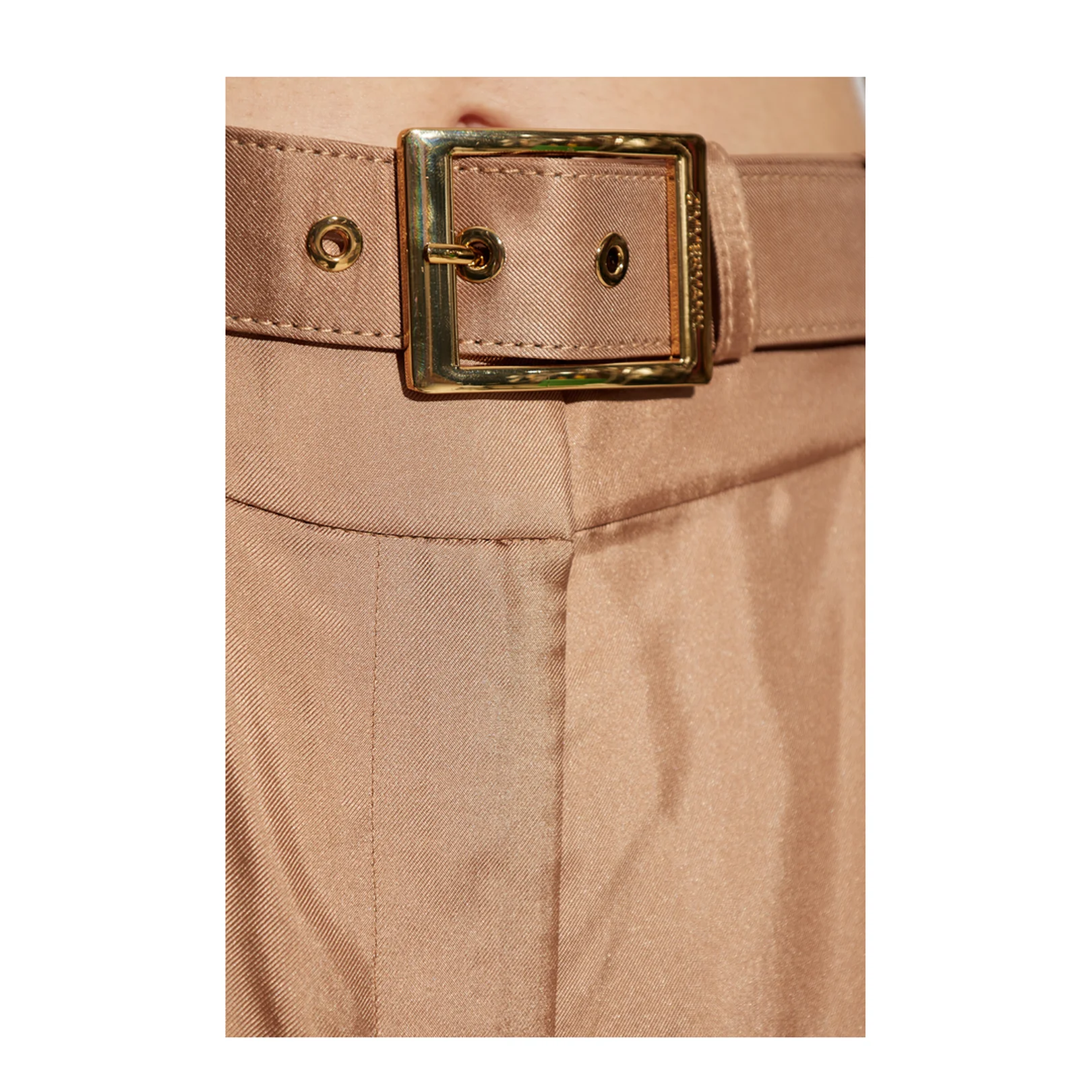 Silk Wide Leg Trousers Beige - Image 5
