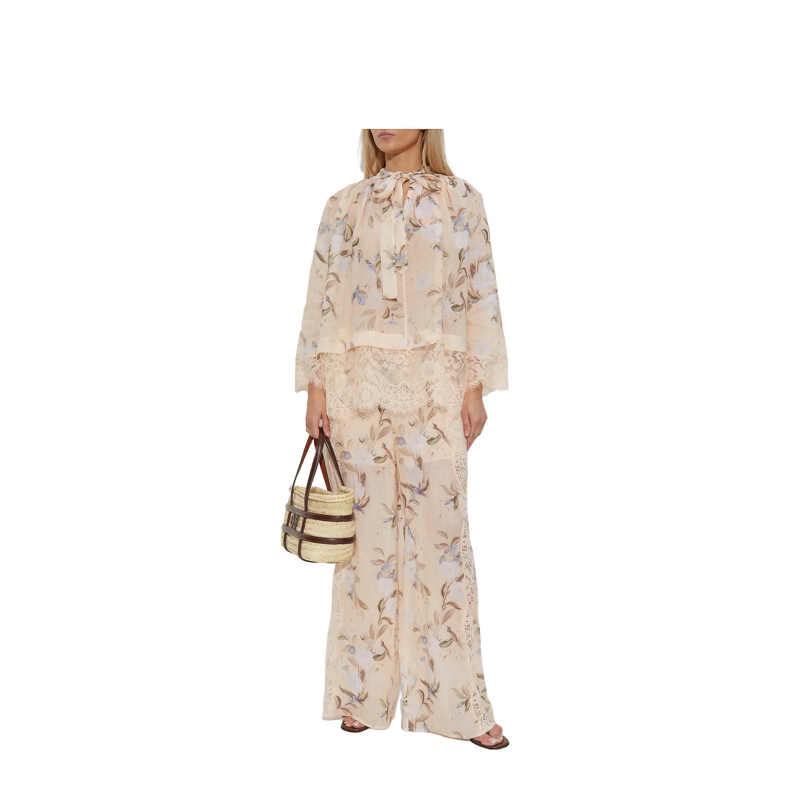 Trousers Lace Inserts Floral Pattern - Image 2