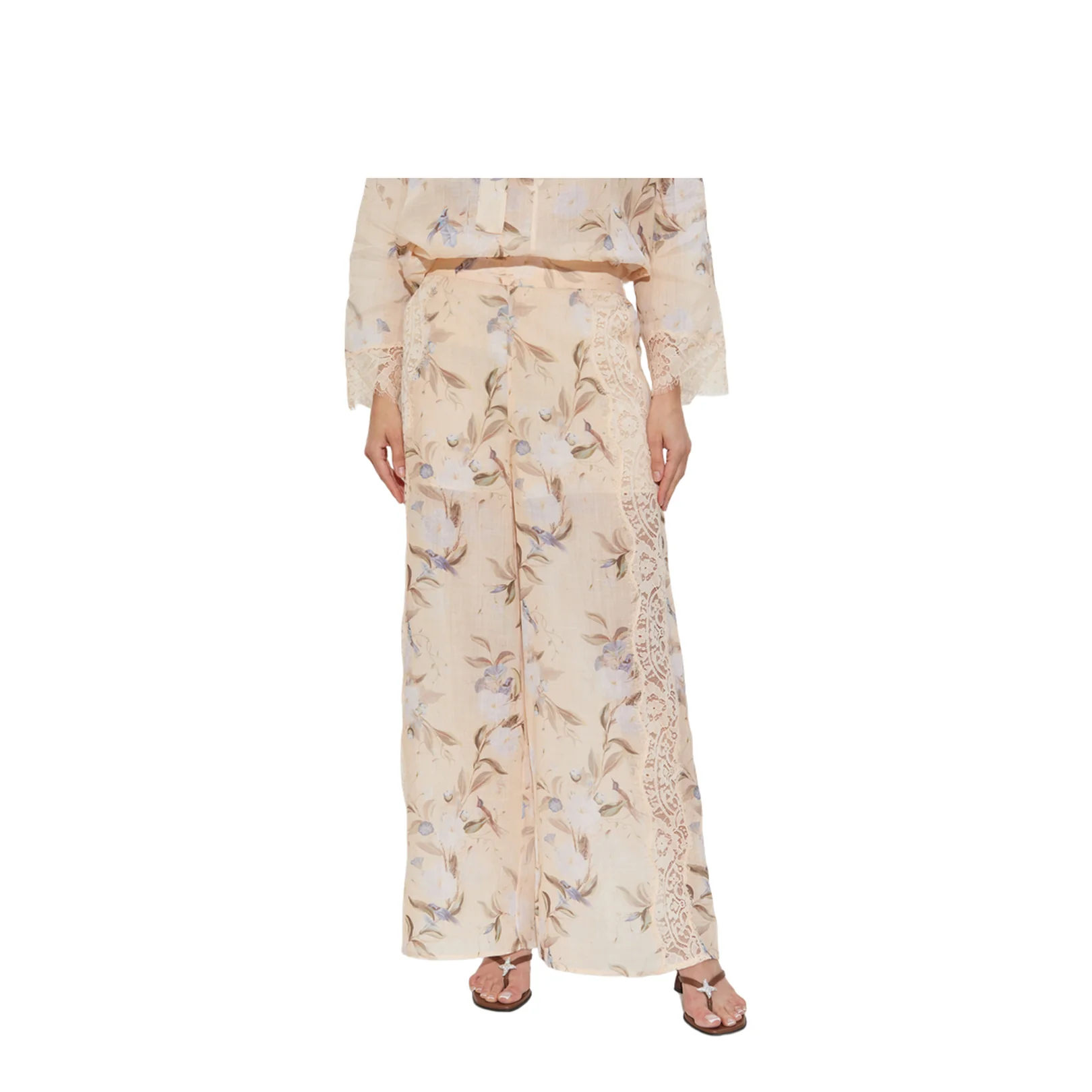 Trousers Lace Inserts Floral Pattern - Image 3