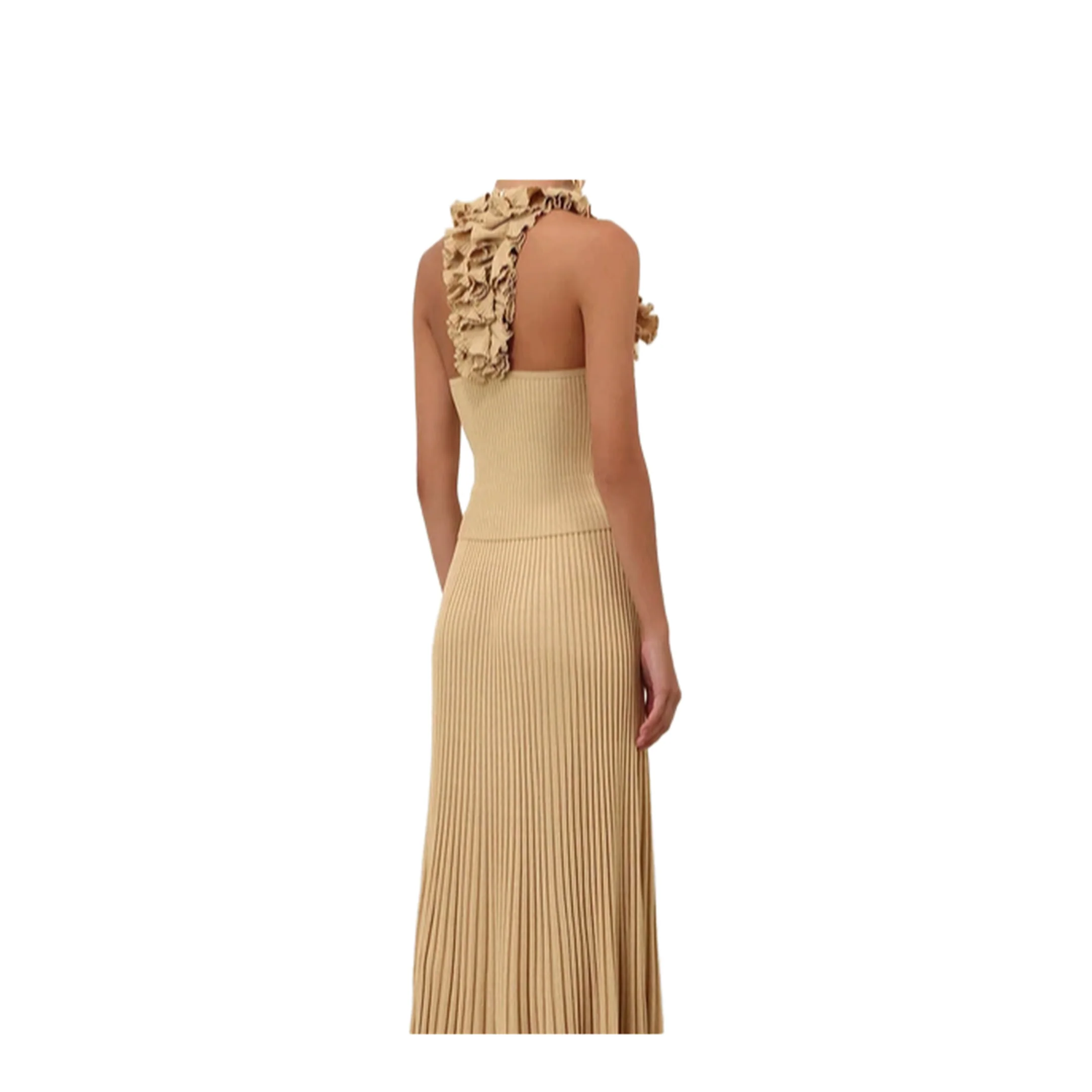 Luna Metallic Ruffle Tank Top Beige - Image 3